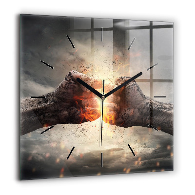 Ceas pătrat de perete din sticlă Vânătoarea de tigri
