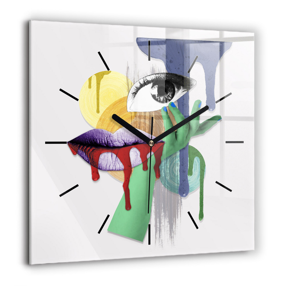 Ceas perete din sticlă pătrat steagul american