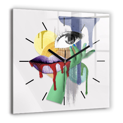 Ceas perete din sticlă pătrat steagul american