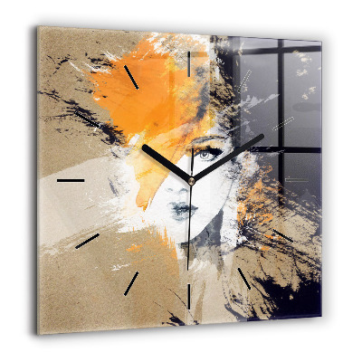 Ceas de sticlă pe perete pătrat Abstracție pictată