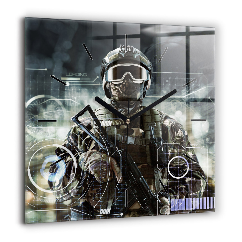 Ceas pătrat de perete din sticlă Vopsele vărsate