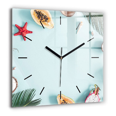 Ceas pătrat de perete din sticlă Calea lactee