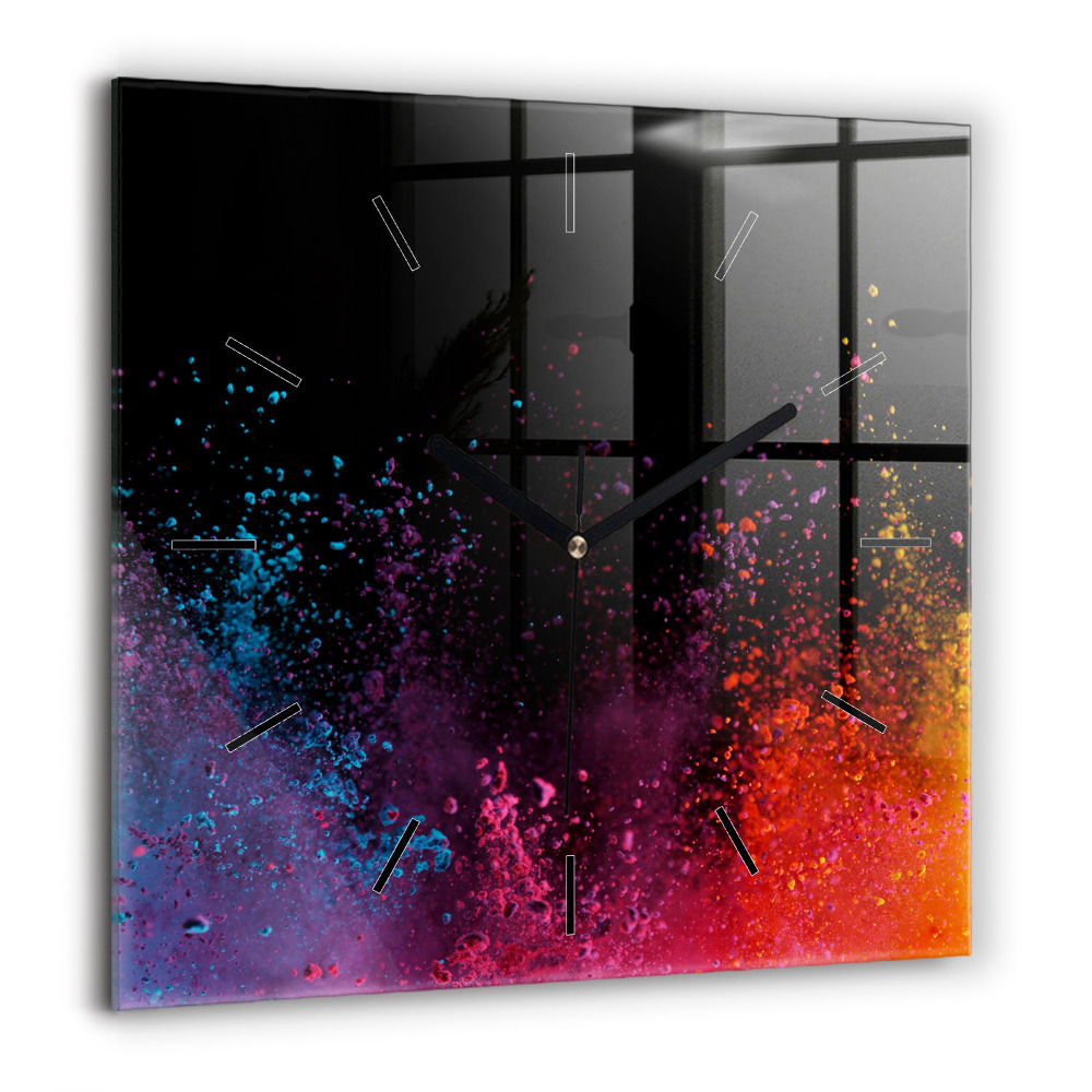 Ceas pătrat de perete din sticlă Abstracția triunghiurilor