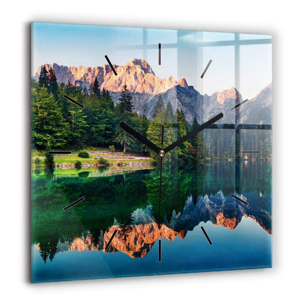 Ceas de sticlă pe perete pătrat Textura din lemn