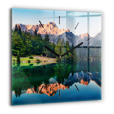 Ceas de sticlă pe perete pătrat Textura din lemn