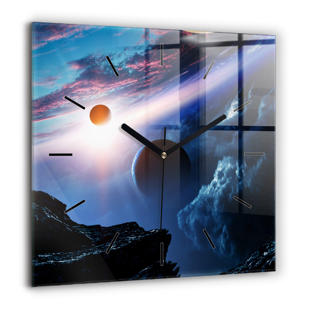 Ceas din sticlă pătrat Avion militar în zbor