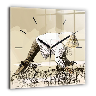 Ceas de sticlă pe perete pătrat Liniile colorează abstracte