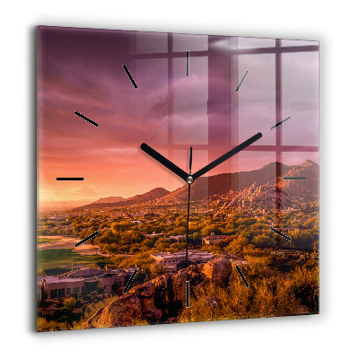 Ceas pătrat de perete din sticlă Lasă abstractia