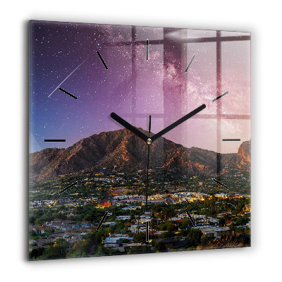 Ceas pătrat de perete din sticlă Abstracția valorilor