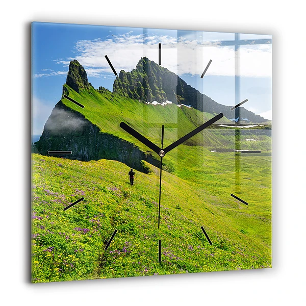 Ceas perete din sticlă pătrat Abstracția geometrică