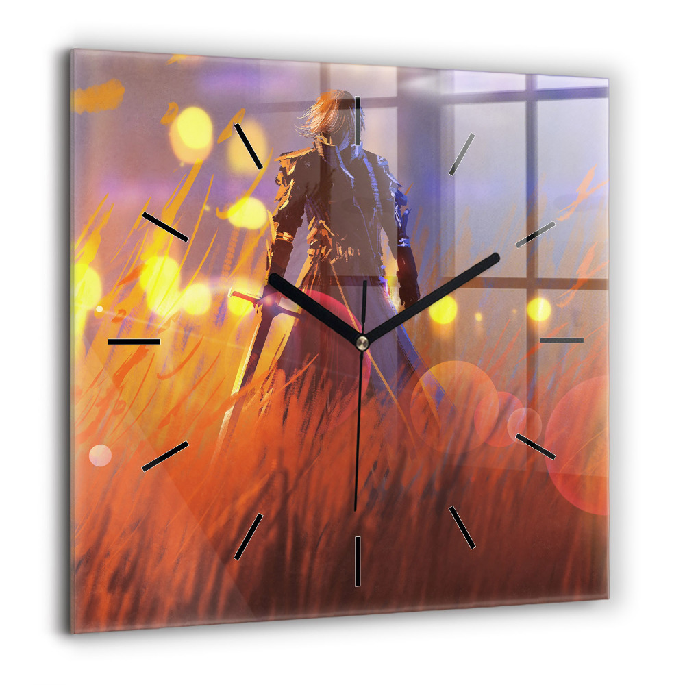 Ceas pătrat de perete din sticlă Panorama montană