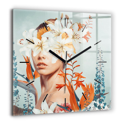 Ceas de sticlă pe perete pătrat Masina in vacanta