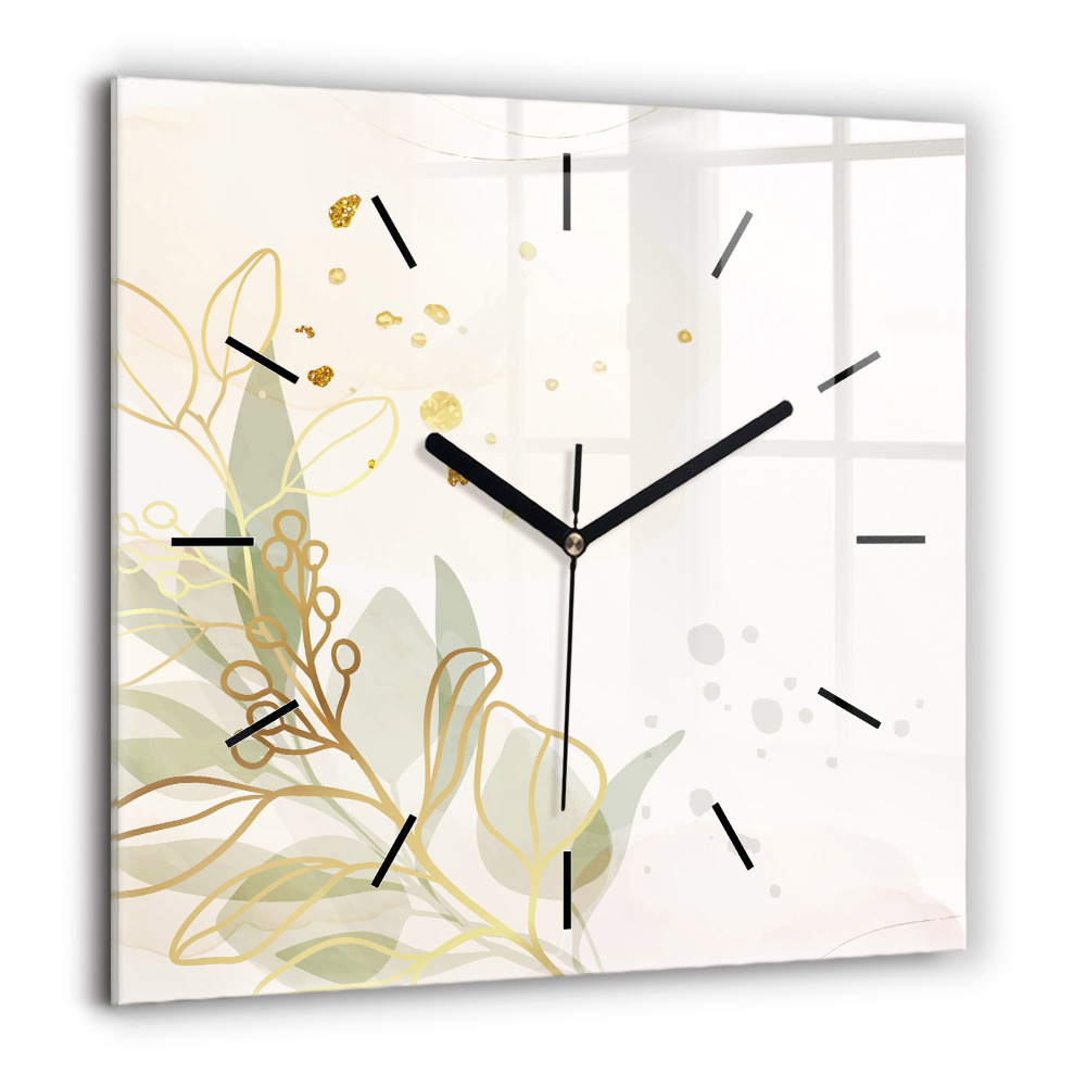 Ceas pătrat de perete din sticlă Palmieri tropicali