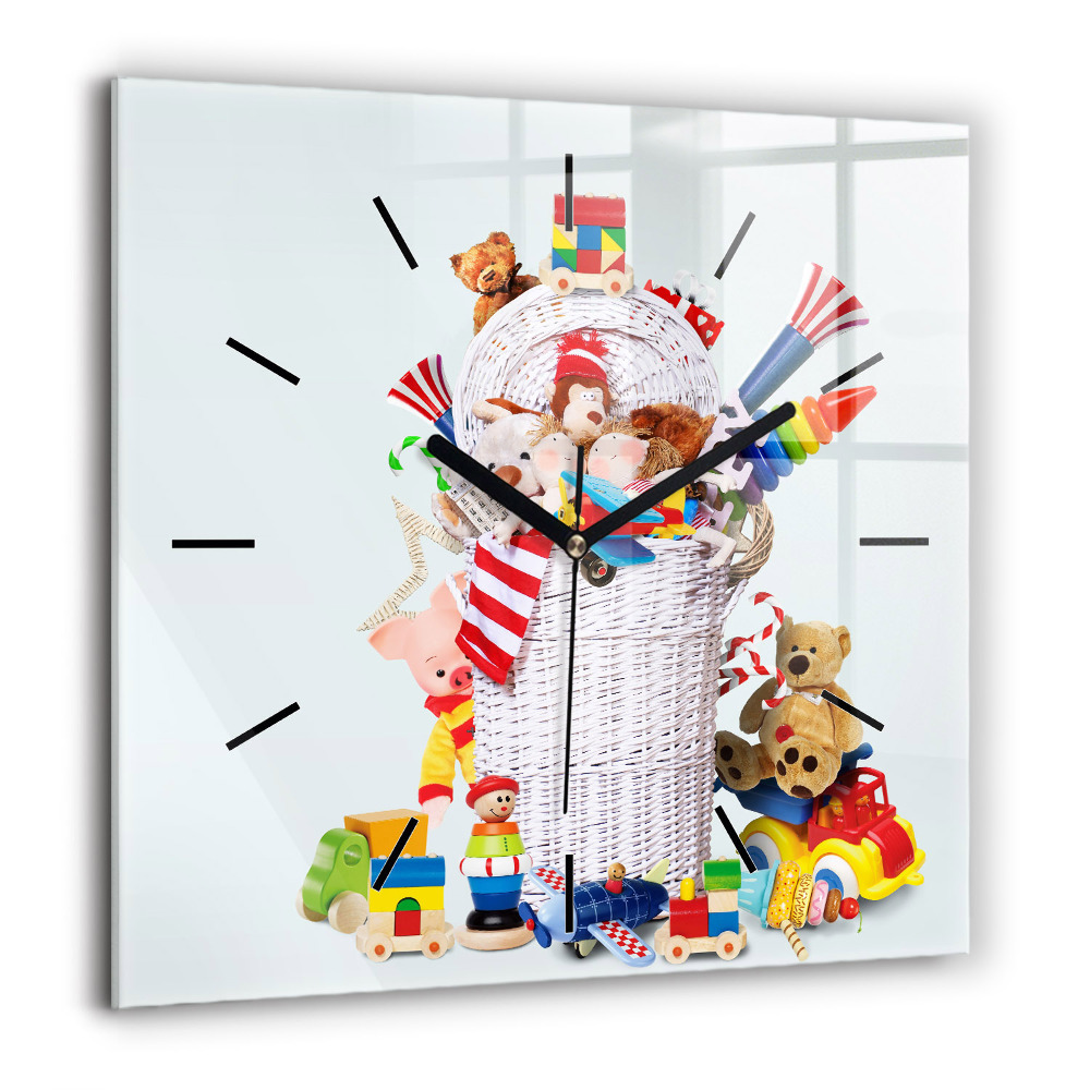 Ceas de sticlă pe perete pătrat Munți și câmp