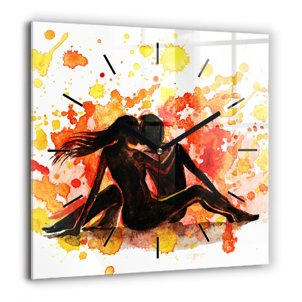 Ceas pătrat de perete din sticlă ceașcă de cafea