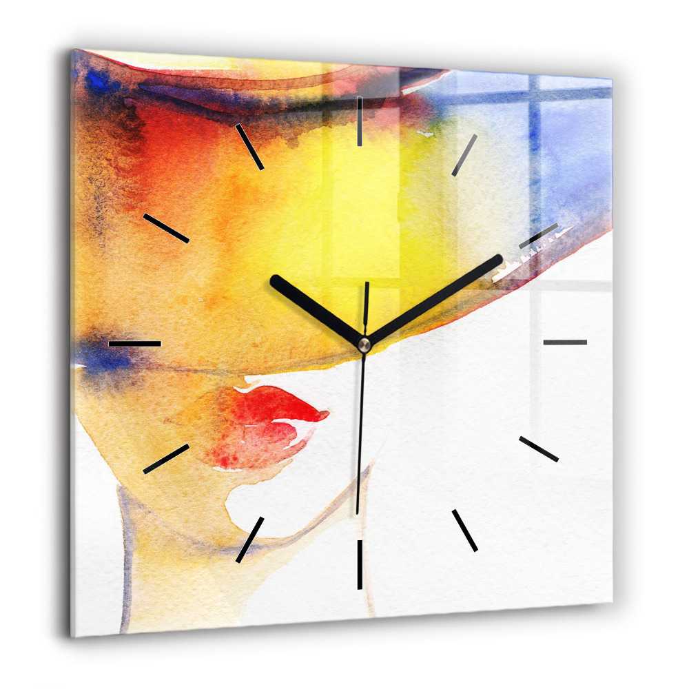 Ceas din sticlă pătrat Frunze de palmier tropical