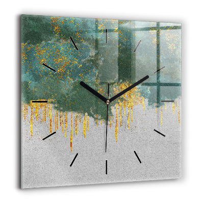 Ceas de sticlă pe perete pătrat Pene de pasăre colorate