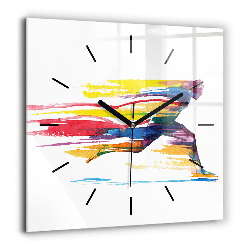 Ceas perete din sticlă pătrat Floarea soarelui în ochi