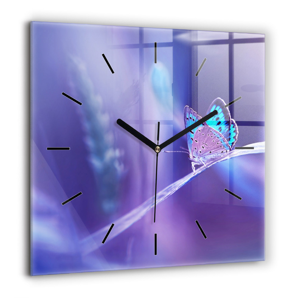 Ceas pătrat de perete din sticlă Bulldog francez cu ochelari