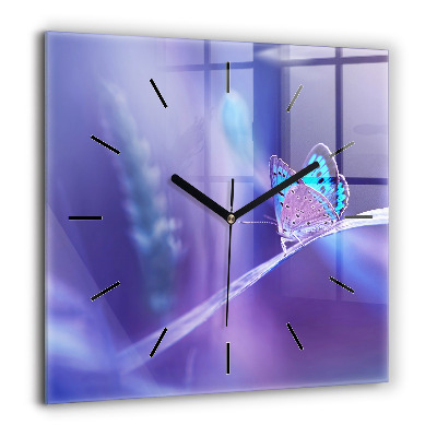 Ceas pătrat de perete din sticlă Bulldog francez cu ochelari