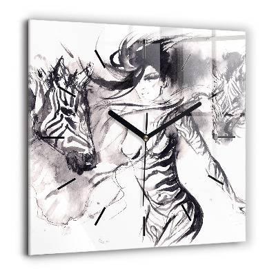 Ceas pătrat de perete din sticlă Under în port seara