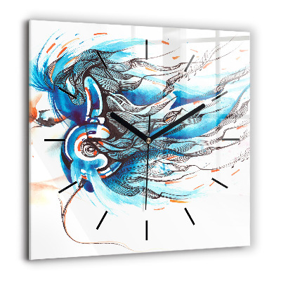 Ceas din sticlă pătrat Lemn decorativ