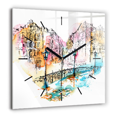 Ceas perete din sticlă pătrat Femeie și zebre