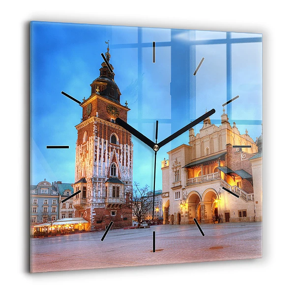 Ceas de sticlă pe perete pătrat Abstracția păsărilor și a primăverii