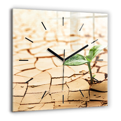 Ceas pătrat de perete din sticlă Vopsit portocaliu