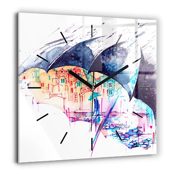 Ceas pătrat de perete din sticlă Portret abstract al unei femei