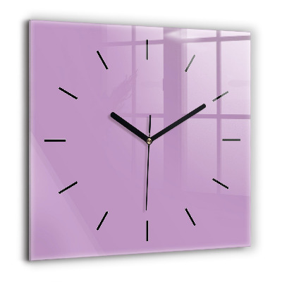 Ceas pătrat de perete din sticlă Liliac