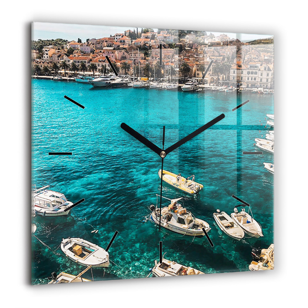 Ceas pătrat de perete din sticlă Căprioare pe șine