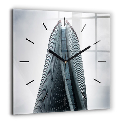 Ceas pătrat de perete din sticlă Lanț muntos iarna