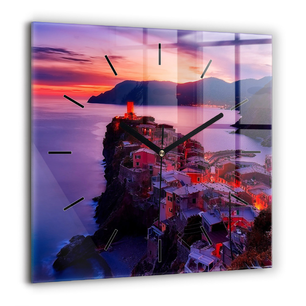 Ceas de sticlă pe perete pătrat Element de curgere a licidului