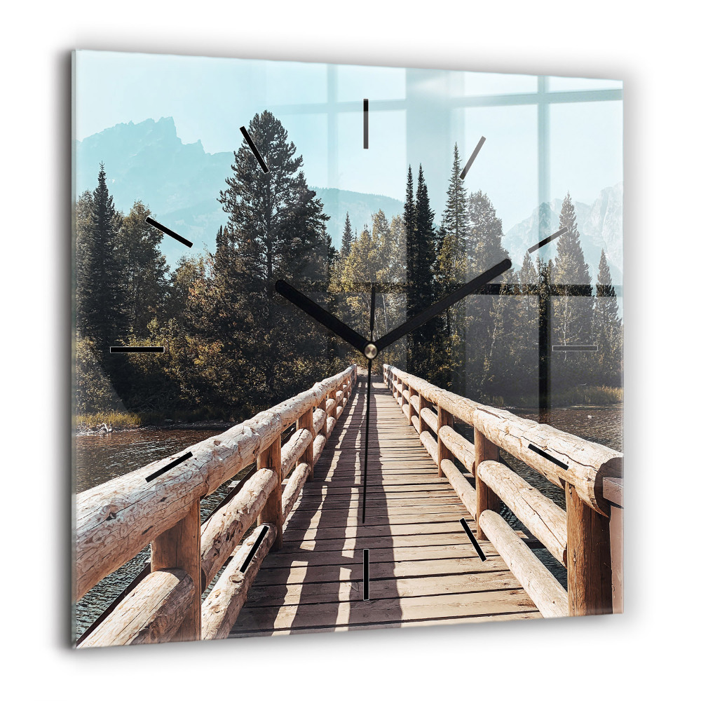 Ceas perete din sticlă pătrat Veveriță și natură sălbatică