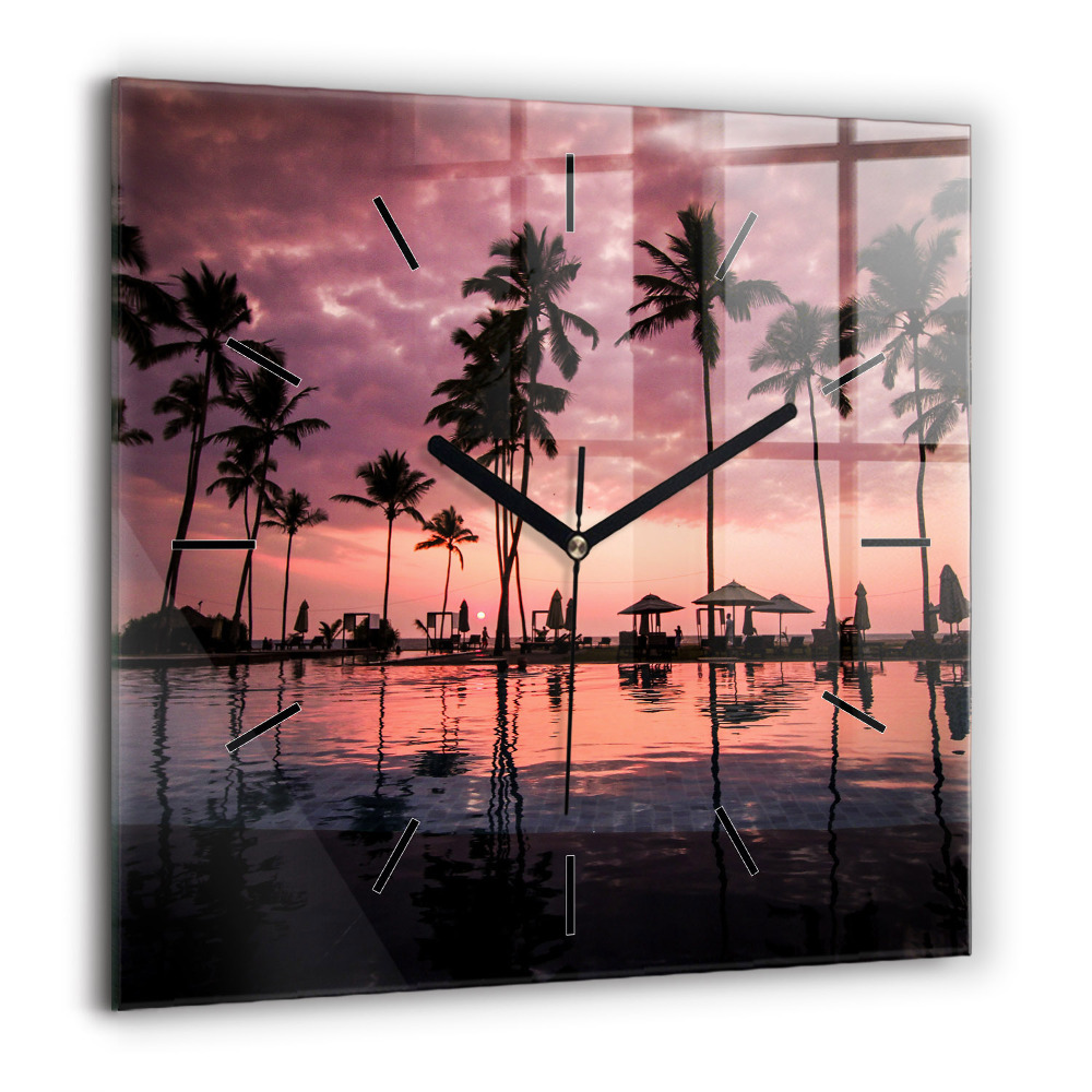 Ceas pătrat de perete din sticlă Papagal colorat