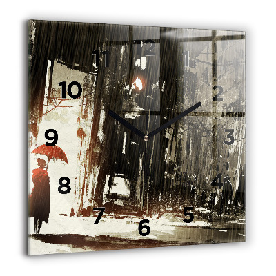 Ceas perete din sticlă pătrat Pene colorat
