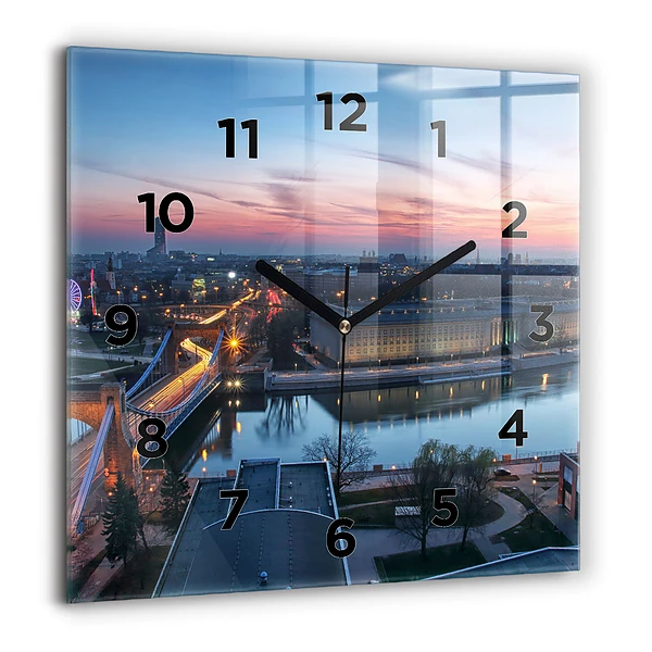 Ceas perete din sticlă pătrat Oameni abstracti nisip