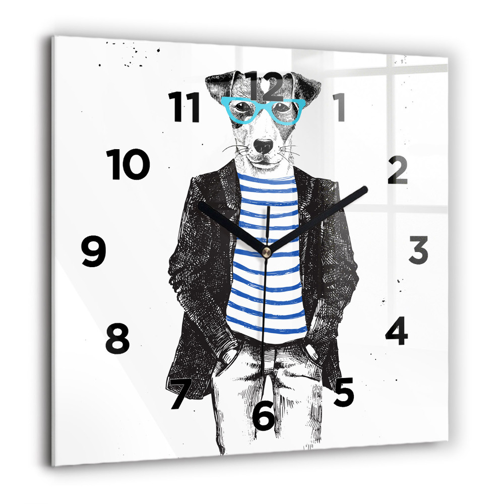 Ceas de sticlă pe perete pătrat Departe