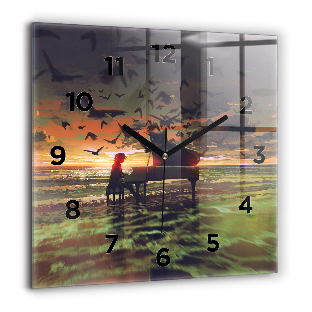 Ceas din sticlă pătrat Trandafiri abstracti