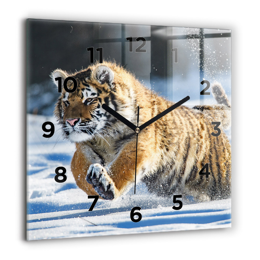 Ceas perete din sticlă pătrat Omul la aeroport