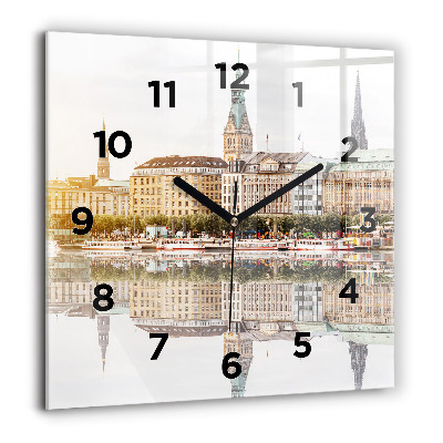 Ceas pătrat de perete din sticlă Fum abstract