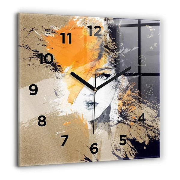 Ceas de sticlă pe perete pătrat Abstracție pictată