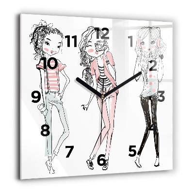 Ceas perete din sticlă pătrat Frunze exotice