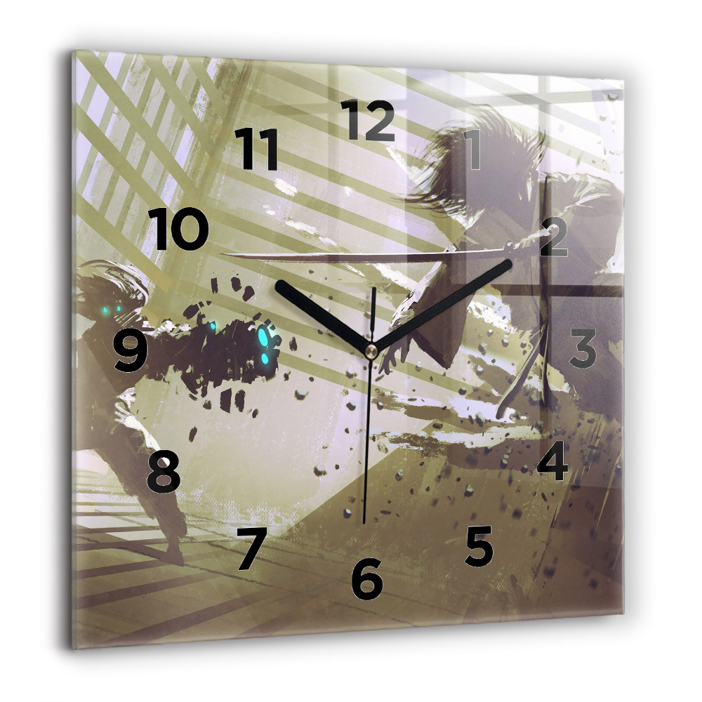 Ceas perete din sticlă pătrat Dansatoare de abstractie