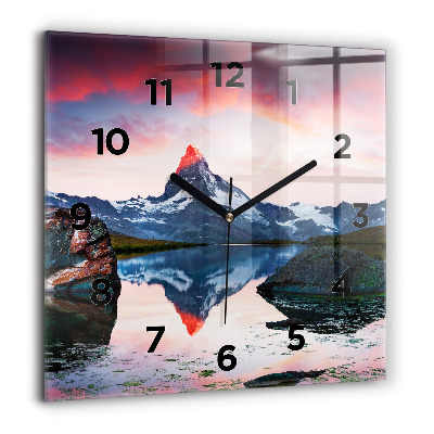 Ceas perete din sticlă pătrat Poster de epocă cu bufnițe