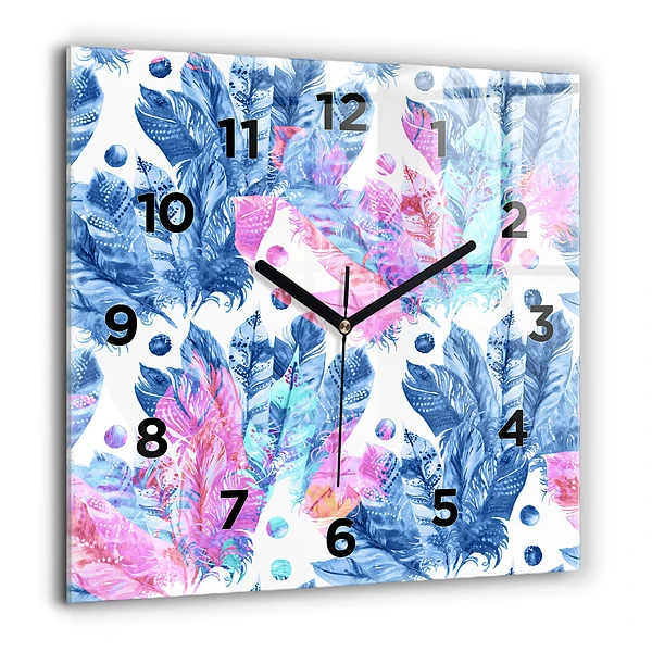 Ceas perete din sticlă pătrat Flori decorative