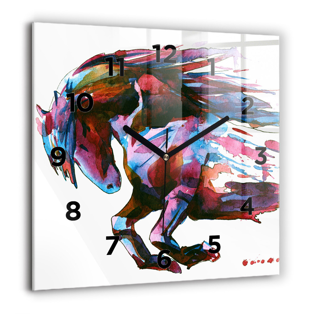 Ceas de sticlă pe perete pătrat Femeie dulce cu tort