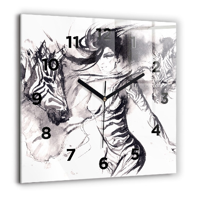 Ceas pătrat de perete din sticlă Under în port seara