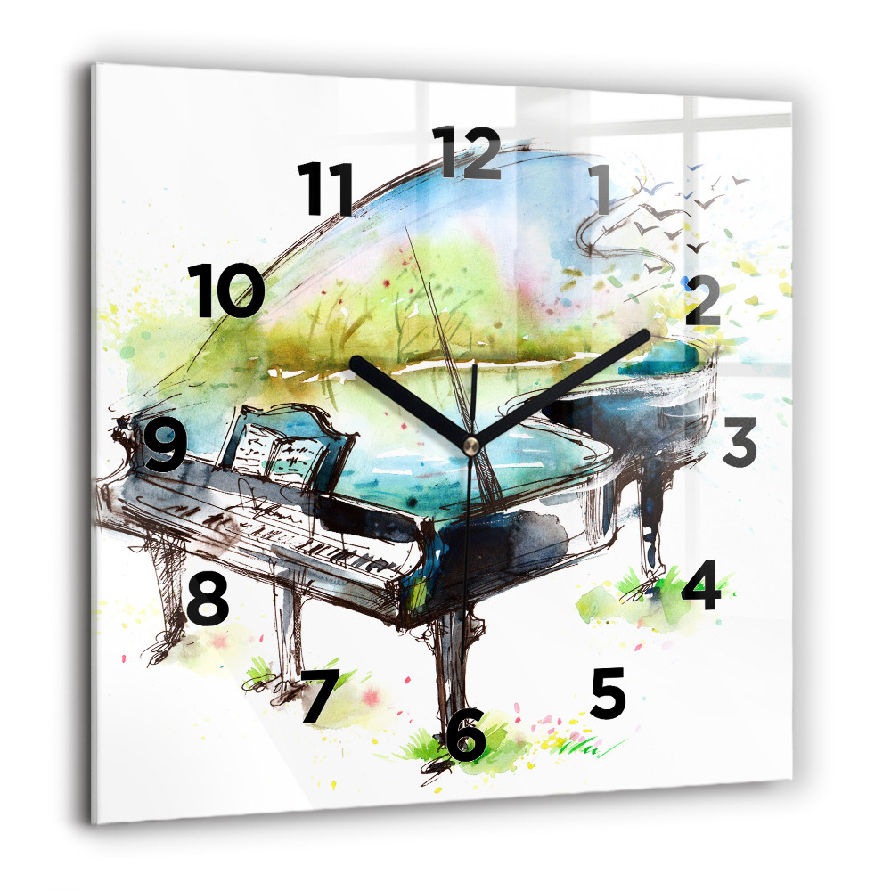 Ceas perete din sticlă pătrat Cal abstract și femeie